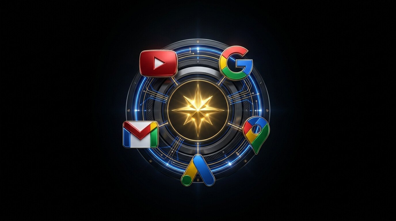 Ilustração representando a escolha entre campanhas Performance Max e de Pesquisa no Google Ads